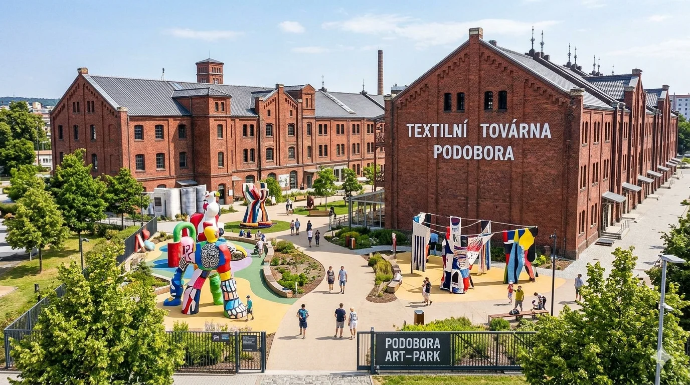 Текстильная фабрика Podobora: красные кирпичные корпуса и арт-парк