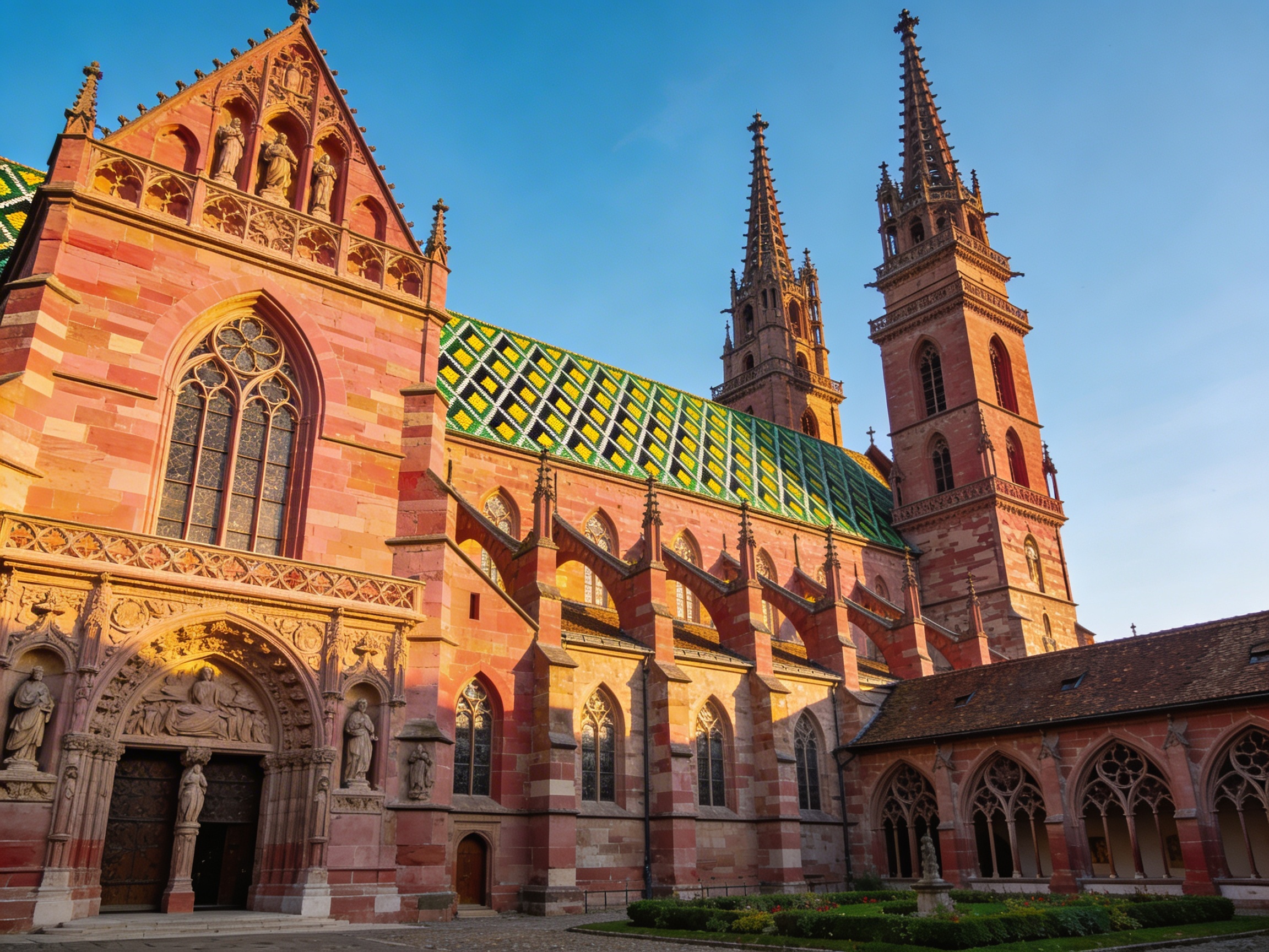 Базельский Мюнстер: готические шпили из розового песчаника и цветная черепица