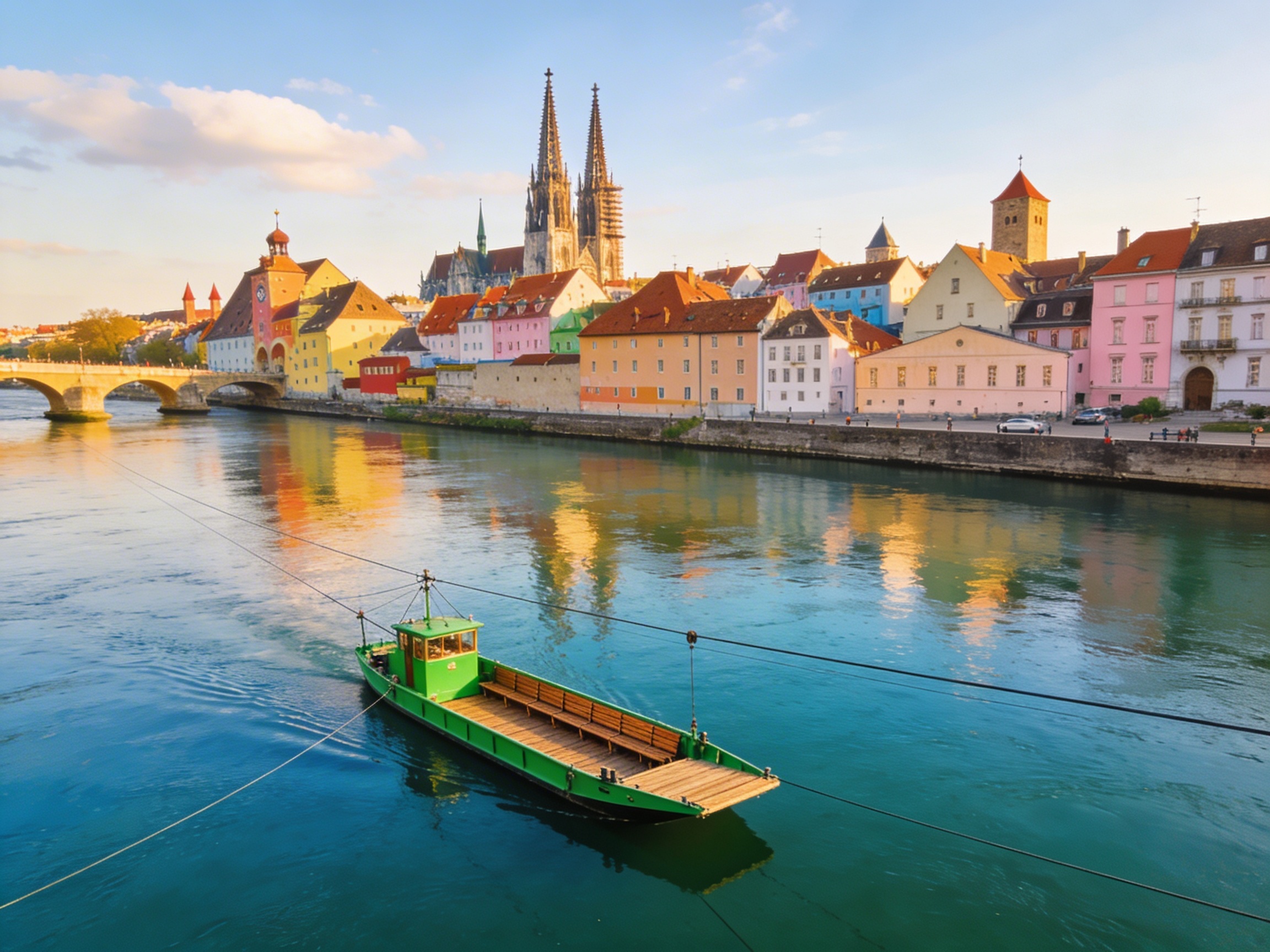 Рейнский паром: деревянная канатная переправа без мотора через Рейн в Базеле