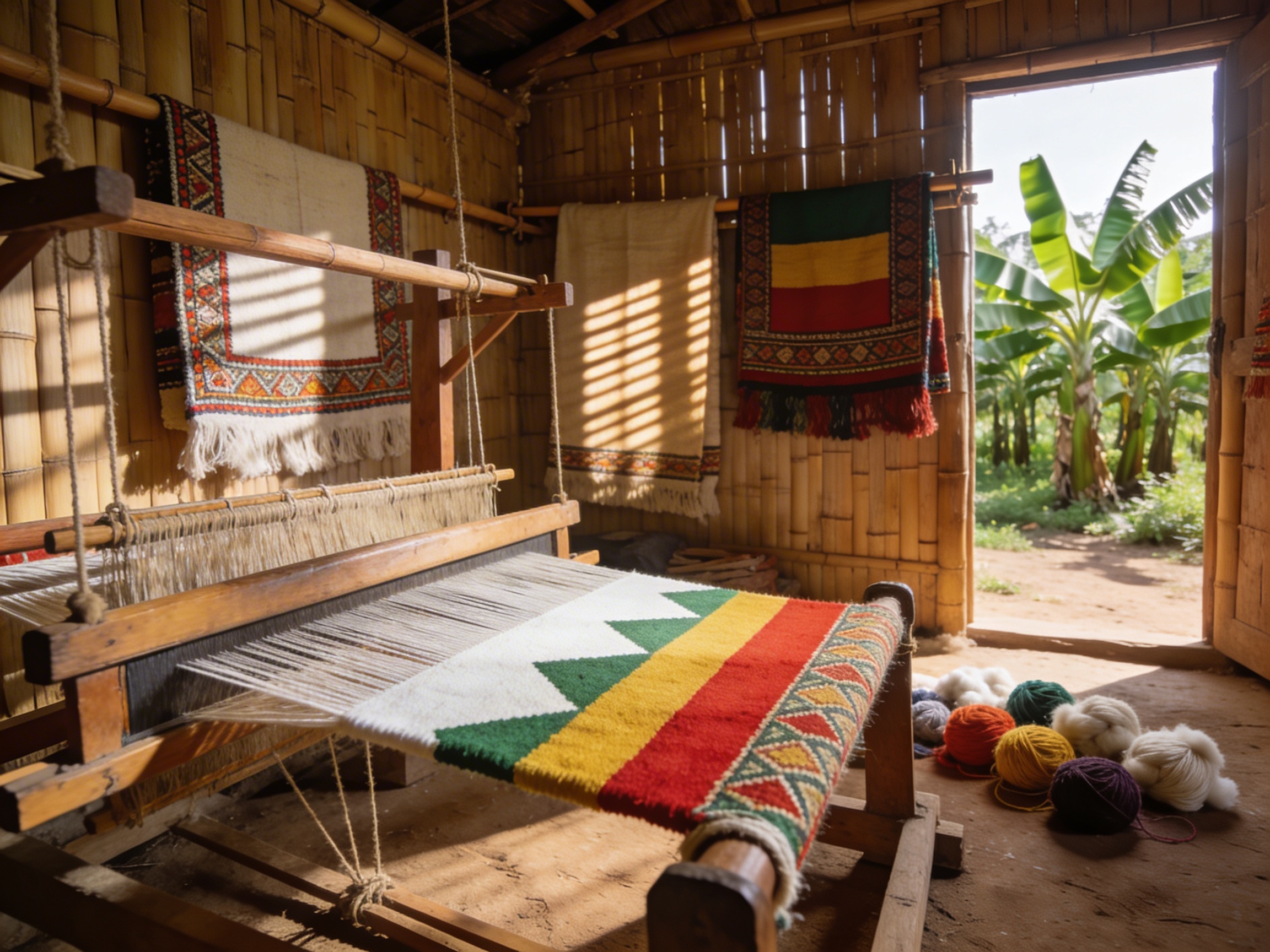 Ткацкая мастерская в деревне Дорзе: ручной станок и хлопковые шаммы