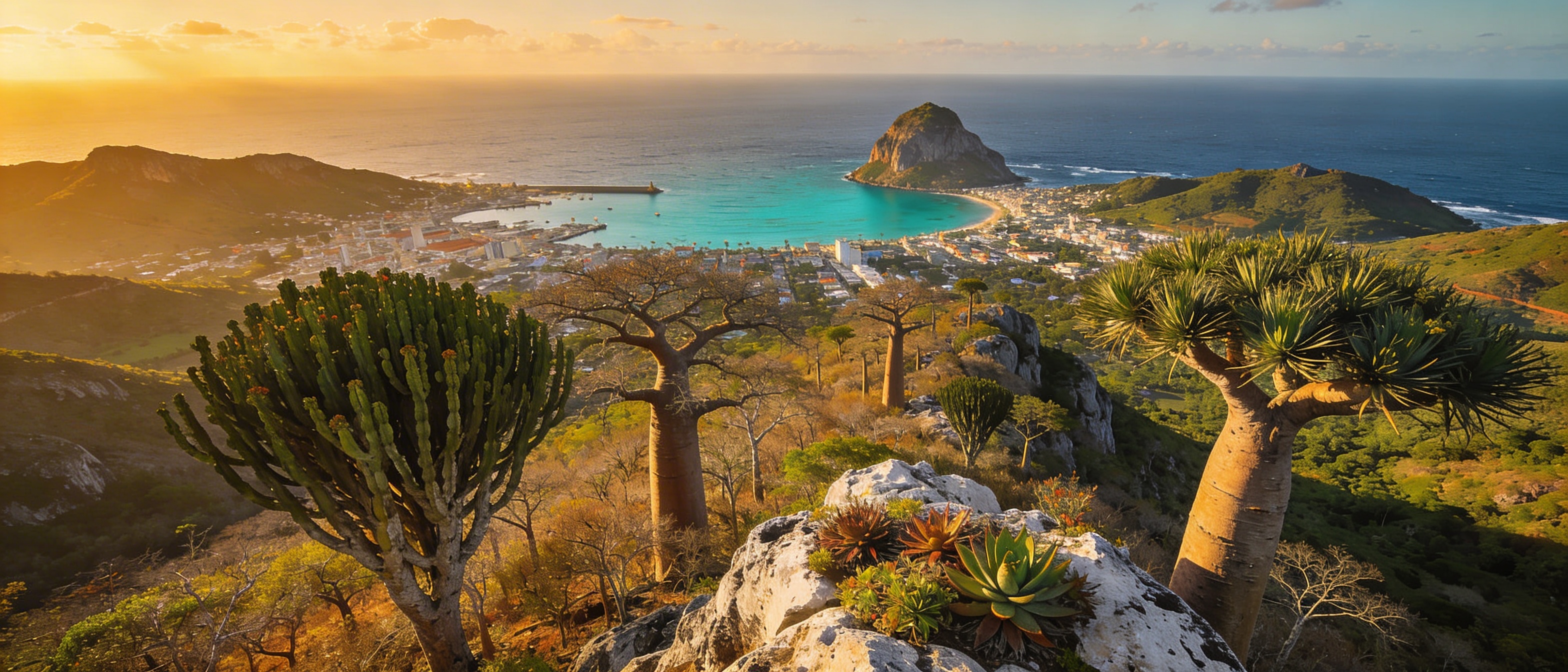 Французская гора: панорама бухты Диего-Суарес, баобабы и Индийский океан