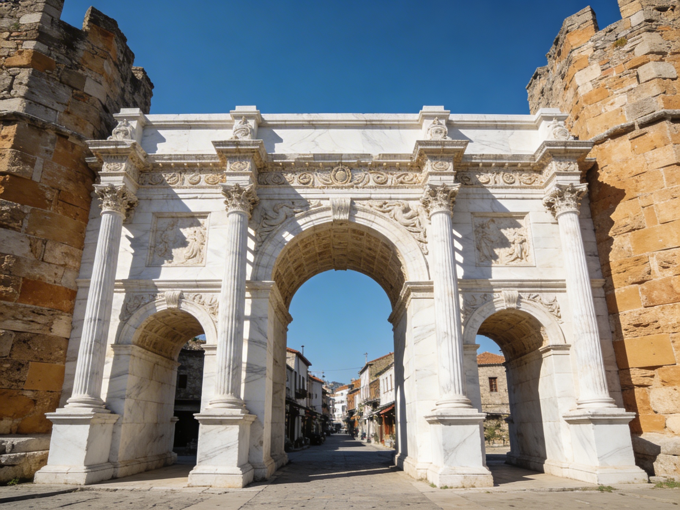 Ворота Адриана в Анталии: трёхарочные мраморные ворота римской эпохи