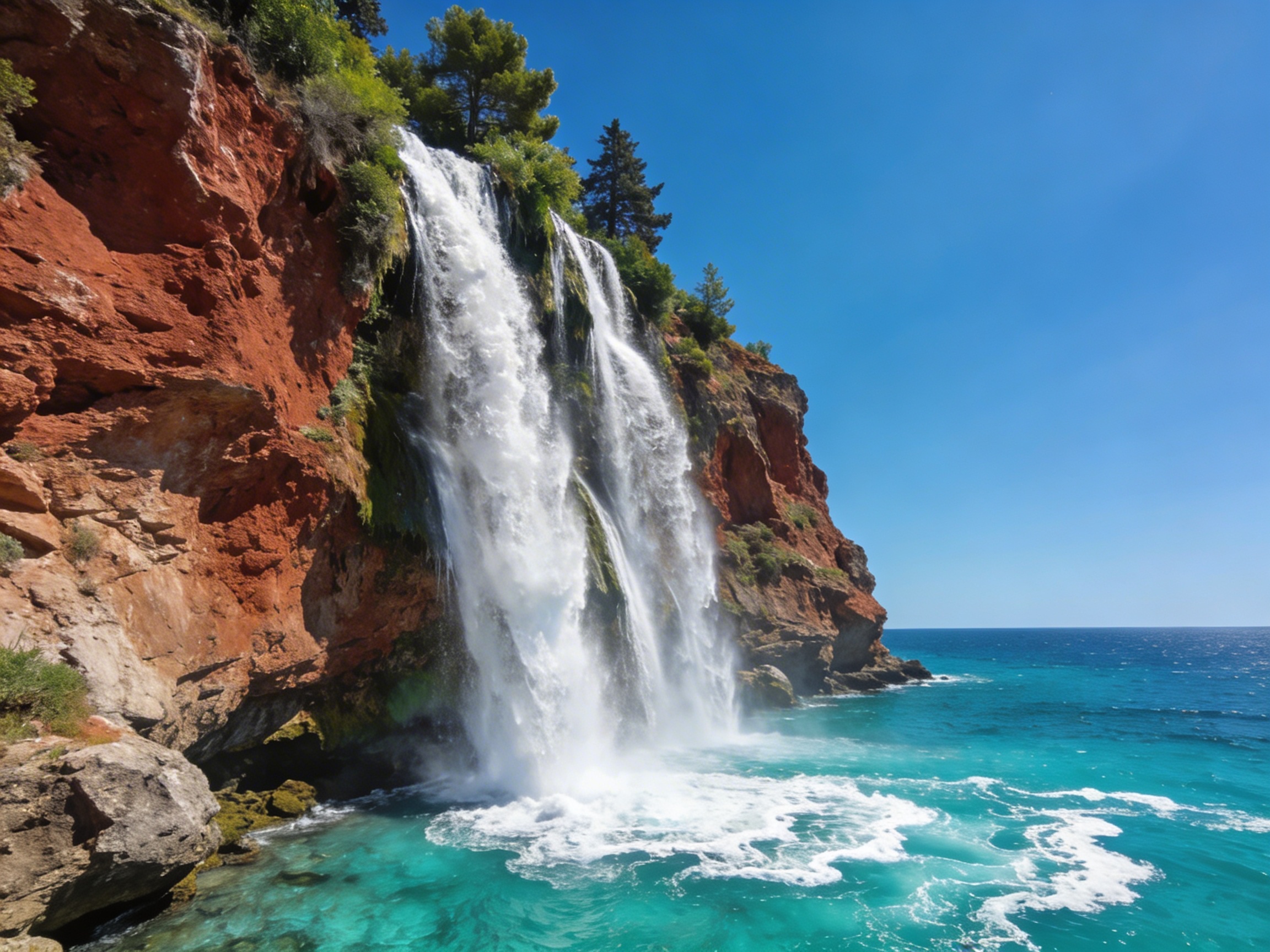 Нижний Дюден: водопад, падающий со скалы прямо в Средиземное море