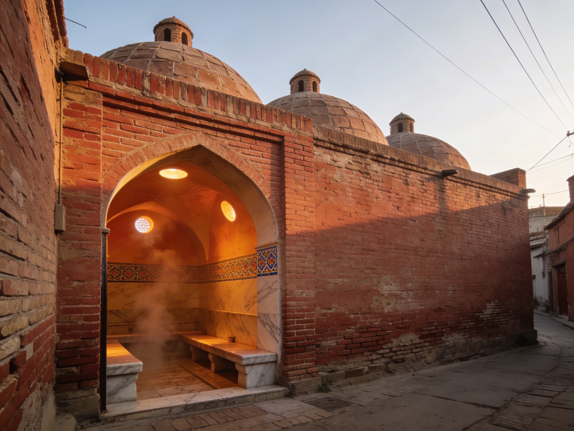 Старинный андижанский хамам: кирпичные купола и арочные входы