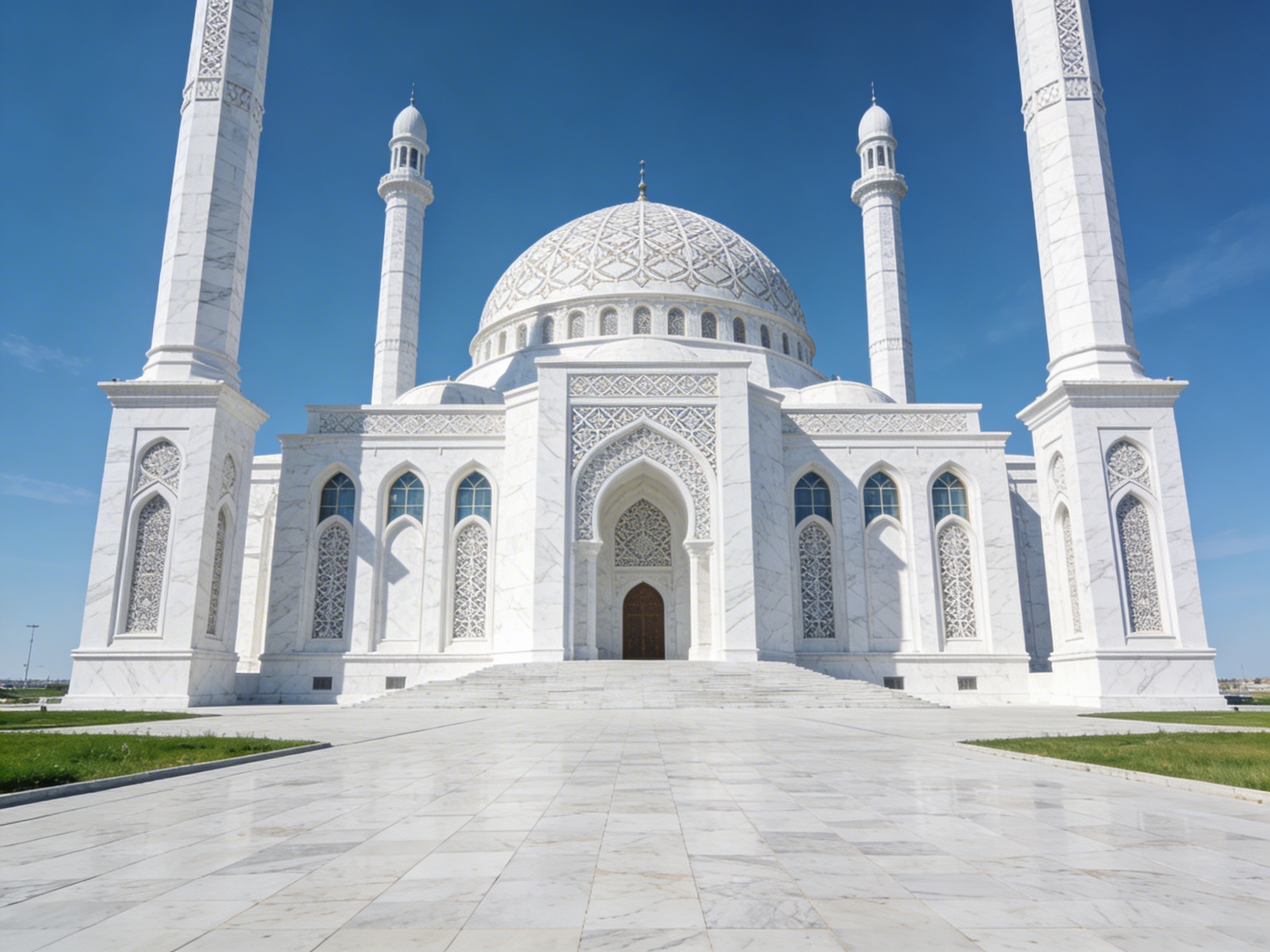 Мечеть Нур Гасыр в Актобе: белые мраморные стены и четыре минарета