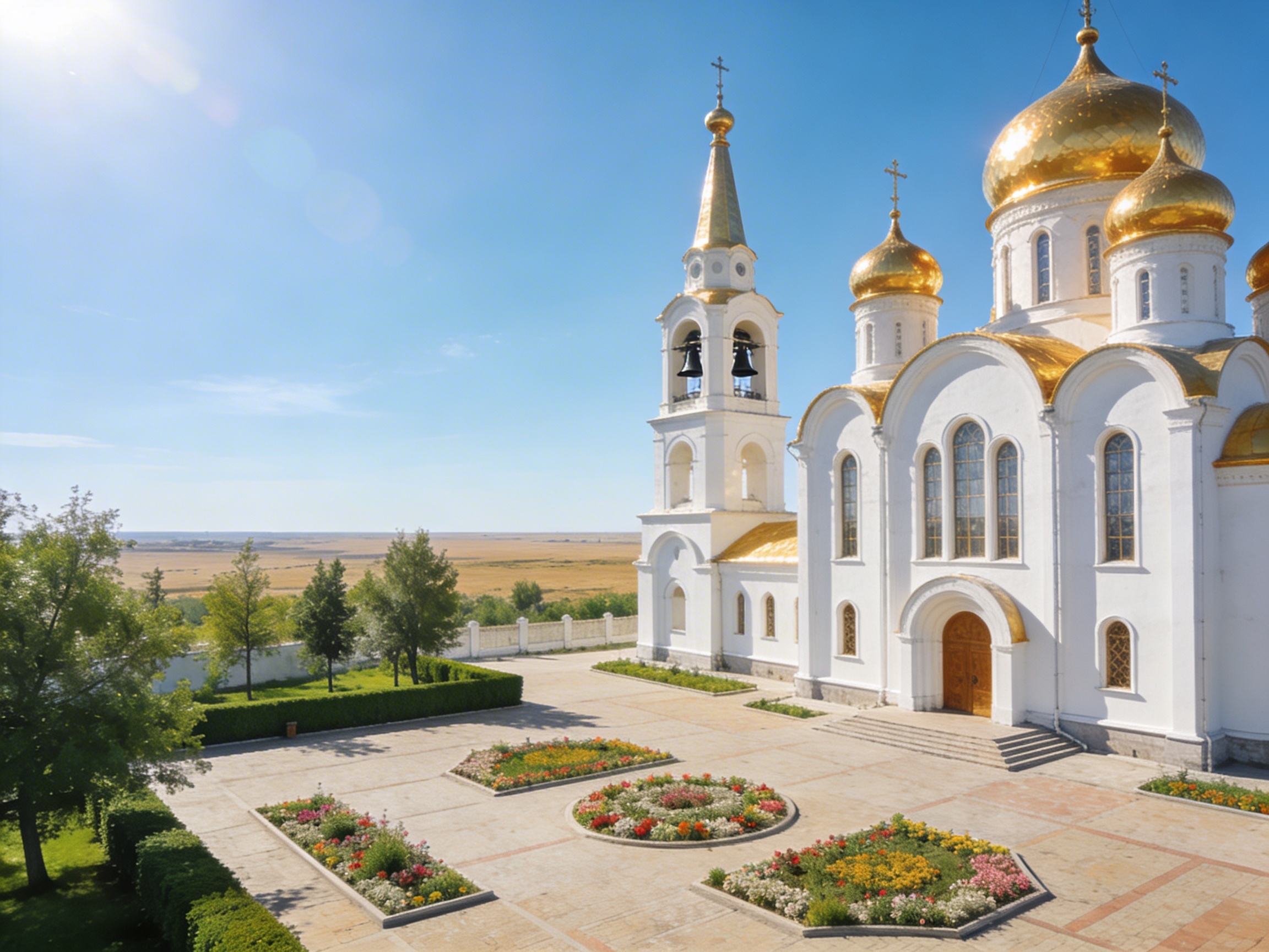 Свято-Никольский кафедральный собор в Актобе с золотыми куполами