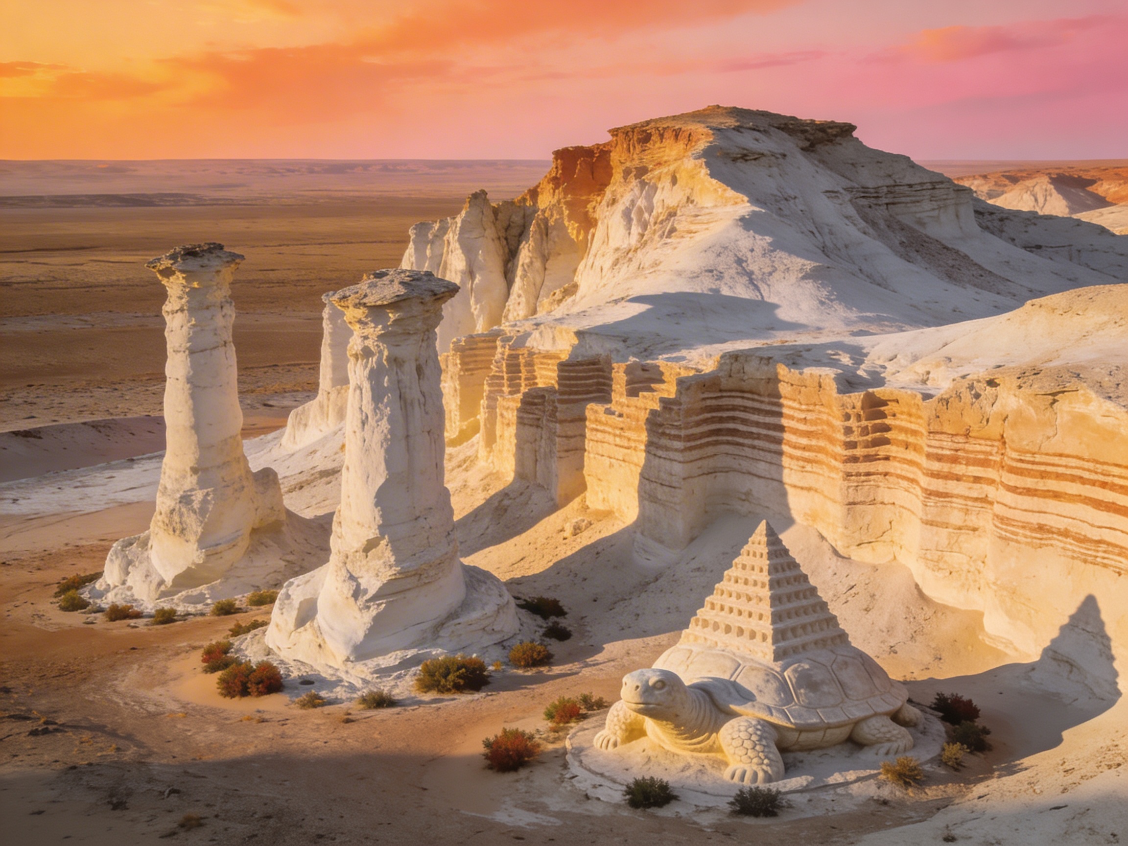 Меловые горы Актолагай: белые скальные формации в степи Актюбинской области