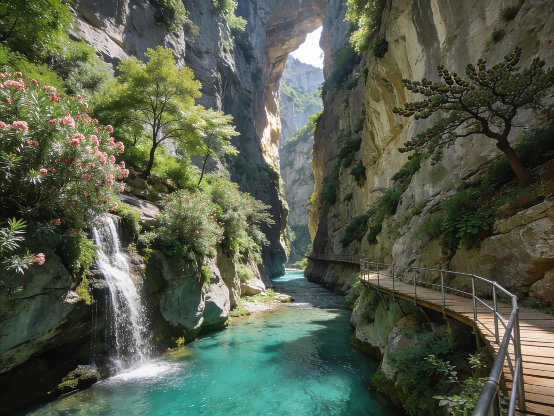 Каньон Капыкая: отвесные скалы и бирюзовый ручей Чакыт