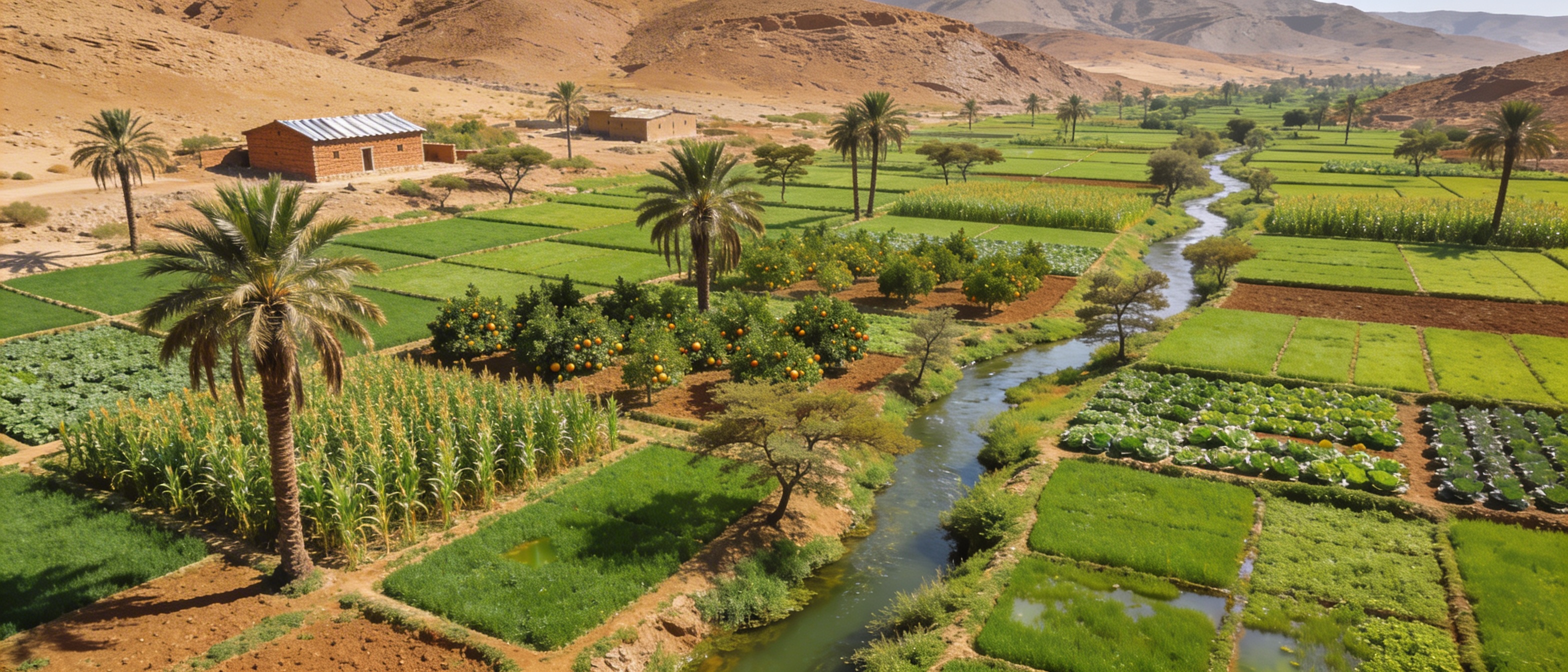 Сельскохозяйственные поля и плантации региона Гаш-Барка вокруг Акордата