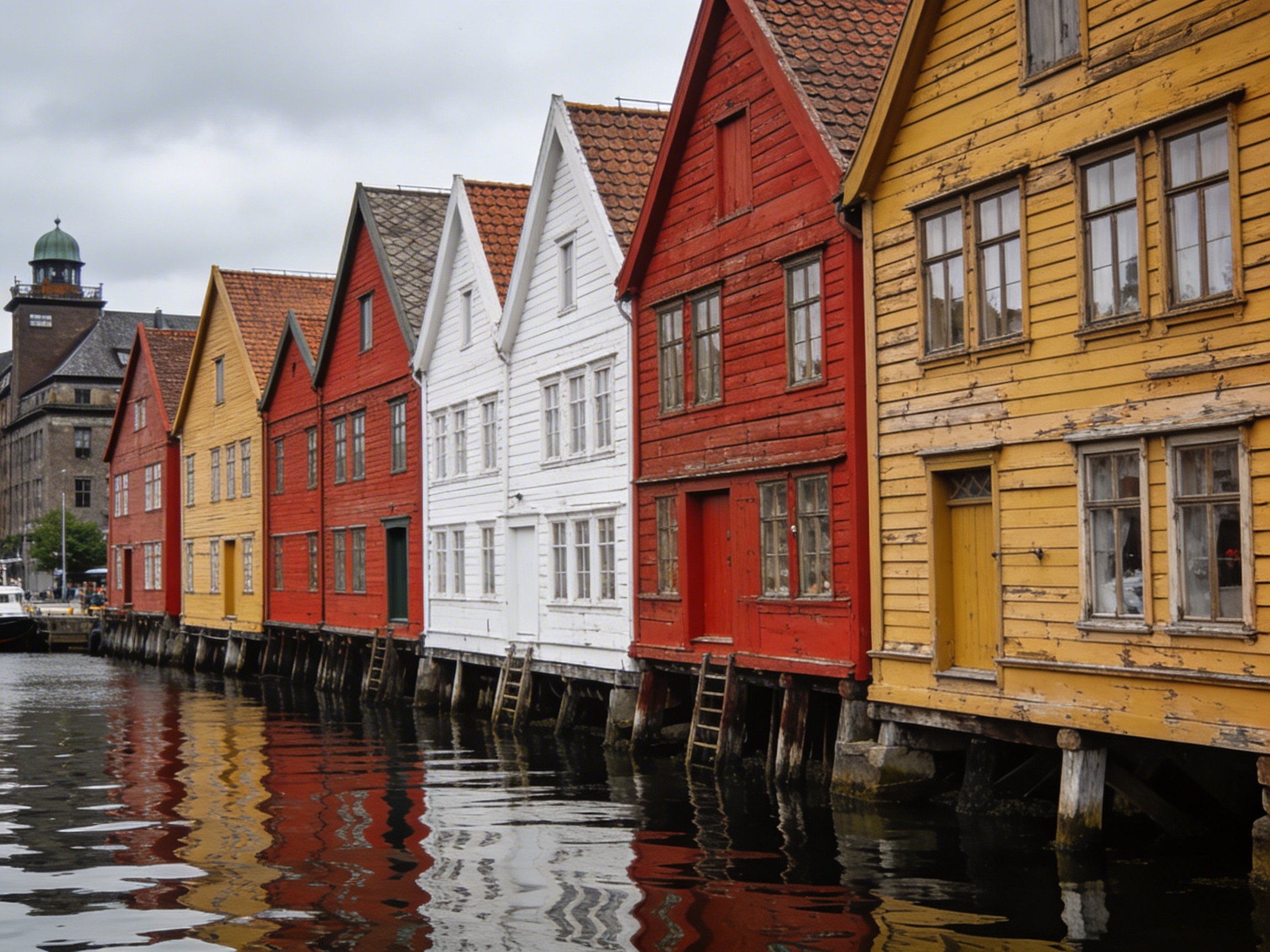 Деревянные цветные дома квартала Брюгген на набережной Бергена