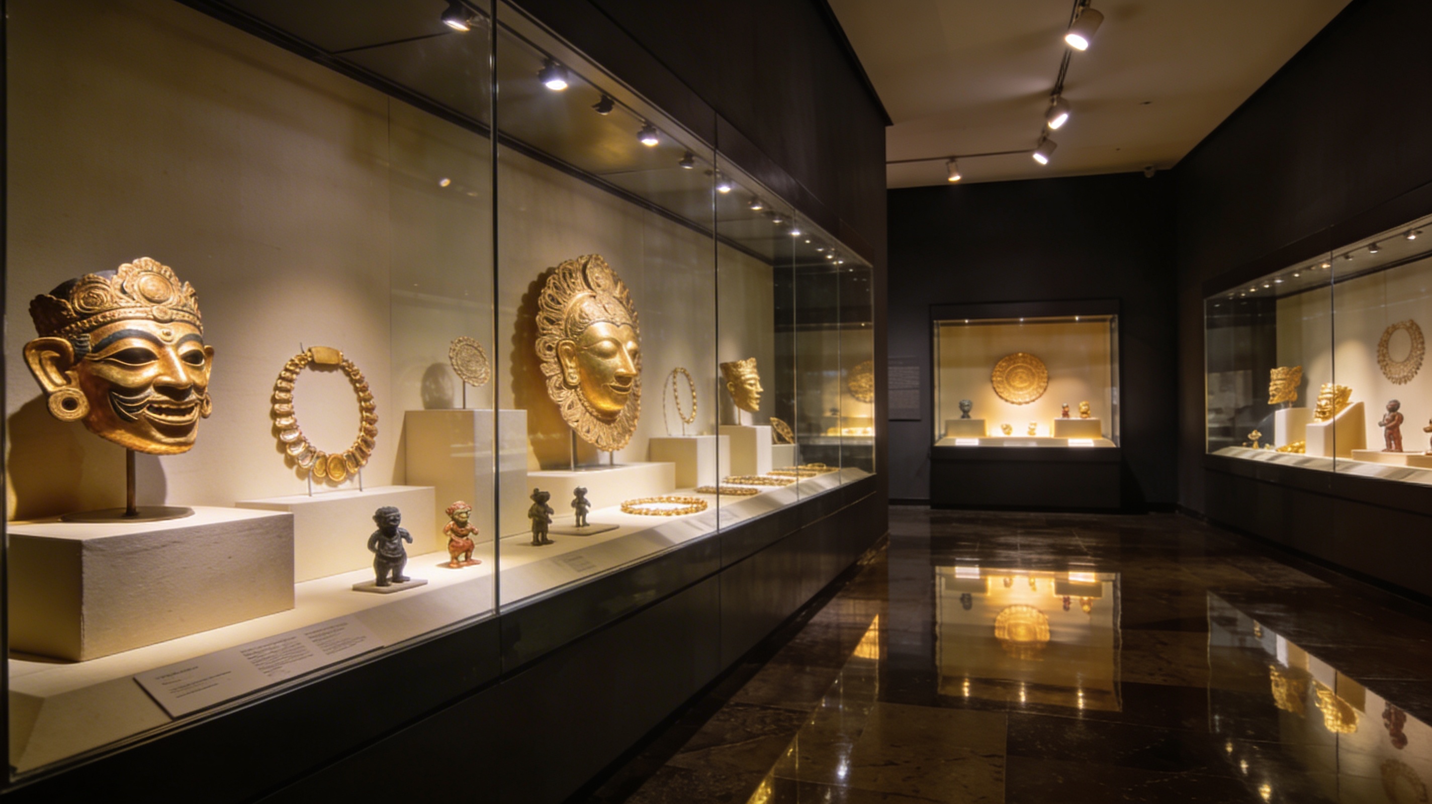 Экспозиция Музея Золота в Боготе с доиспанскими золотыми артефактами