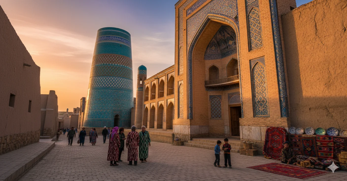минарет Ислам-Ходжа и медресе в старом городе Хивы